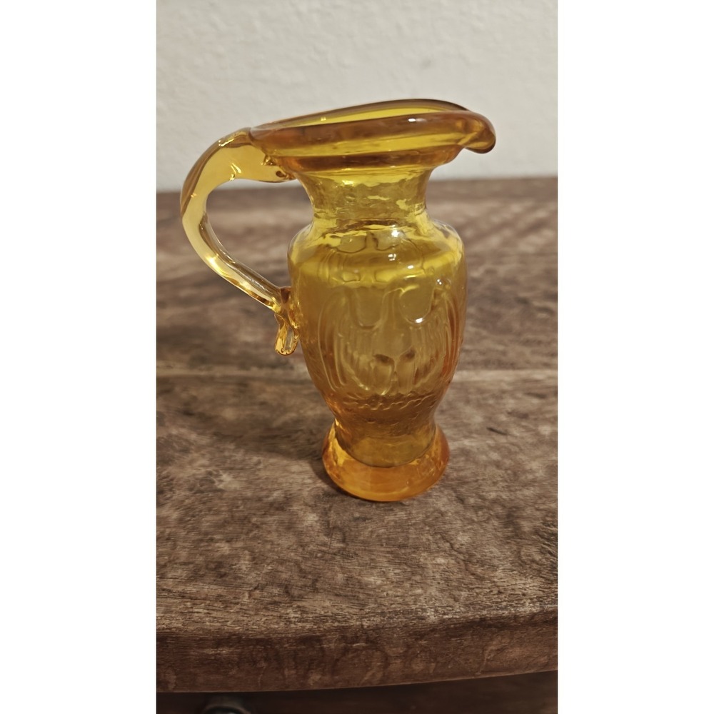 Vintage FOSTORIA Amber‎ Glass Pitcher 4" Tall